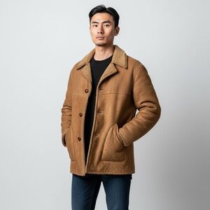 Vintage 70s Made in England shearling sheepskin leather coat